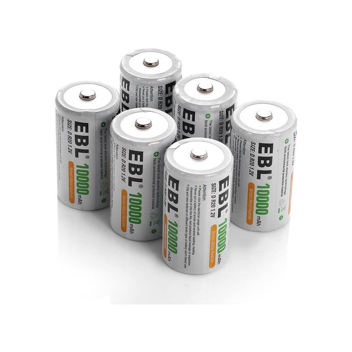 EBL 2/4/6/8Pcs D Size Rechargeable Batteries 1.2V 10,000mAh