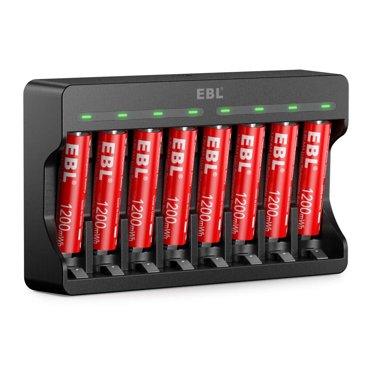 EBL 8pcs Piles Rechargeables AA 1,5V Puissants, avec Chargeur de
