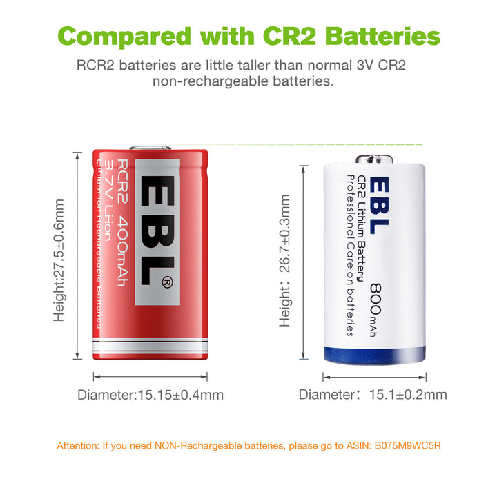 EBL CR2/15270/RCR2 Rechargeable batteries 4/8 pack - EBLOfficial