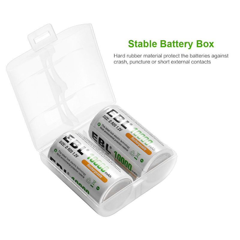 EBL 906 Battery Charger with C D Rechargeable Batteries 4 Packs