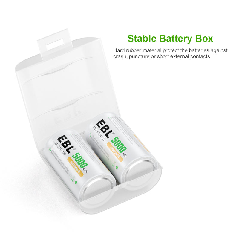 EBL 906 Battery Charger with C D Rechargeable Batteries 4 Packs
