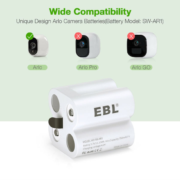 CR123A Camera Batteries 2 Packs and Battery Charger Compatible with Arlo Wireless Security Cameras