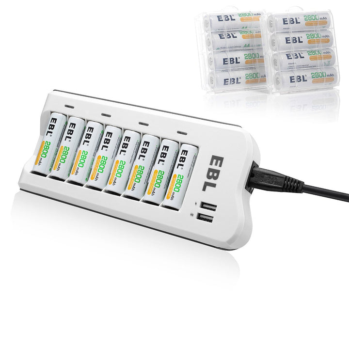 EBL AA AAA Batteries with 808U AA AAA Battery Charger