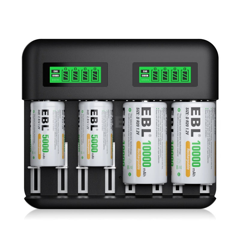 EBL C9008 LCD Battery Charger with C D Rechargeable Batteries