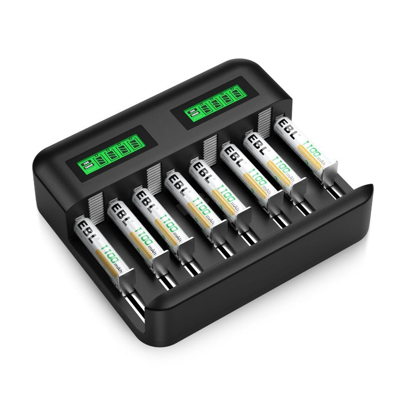 EBL 906 Smart Charger for AA AAA CD 9V Rechargeable Batteries with 4 Pieces  5000mAh C Rechargeable Batteries