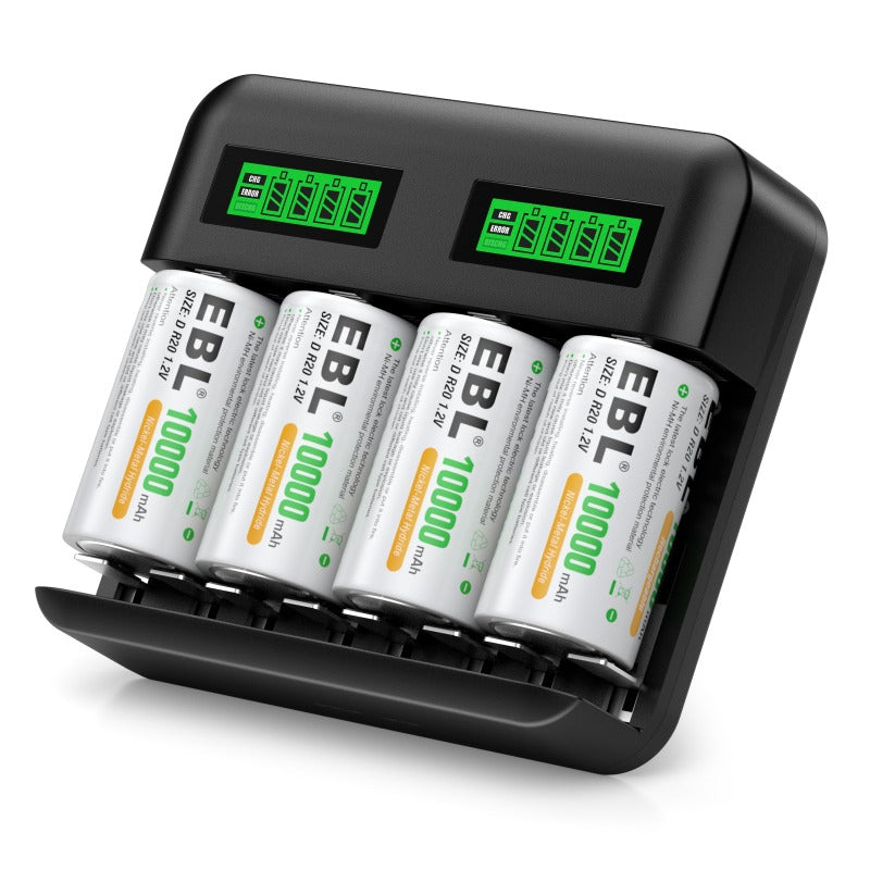 EBL C9008 LCD Battery Charger with C D Rechargeable Batteries