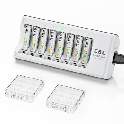 EBL Rechargeable AA and AAA Batteries with Upgraded 808 Battery Charger