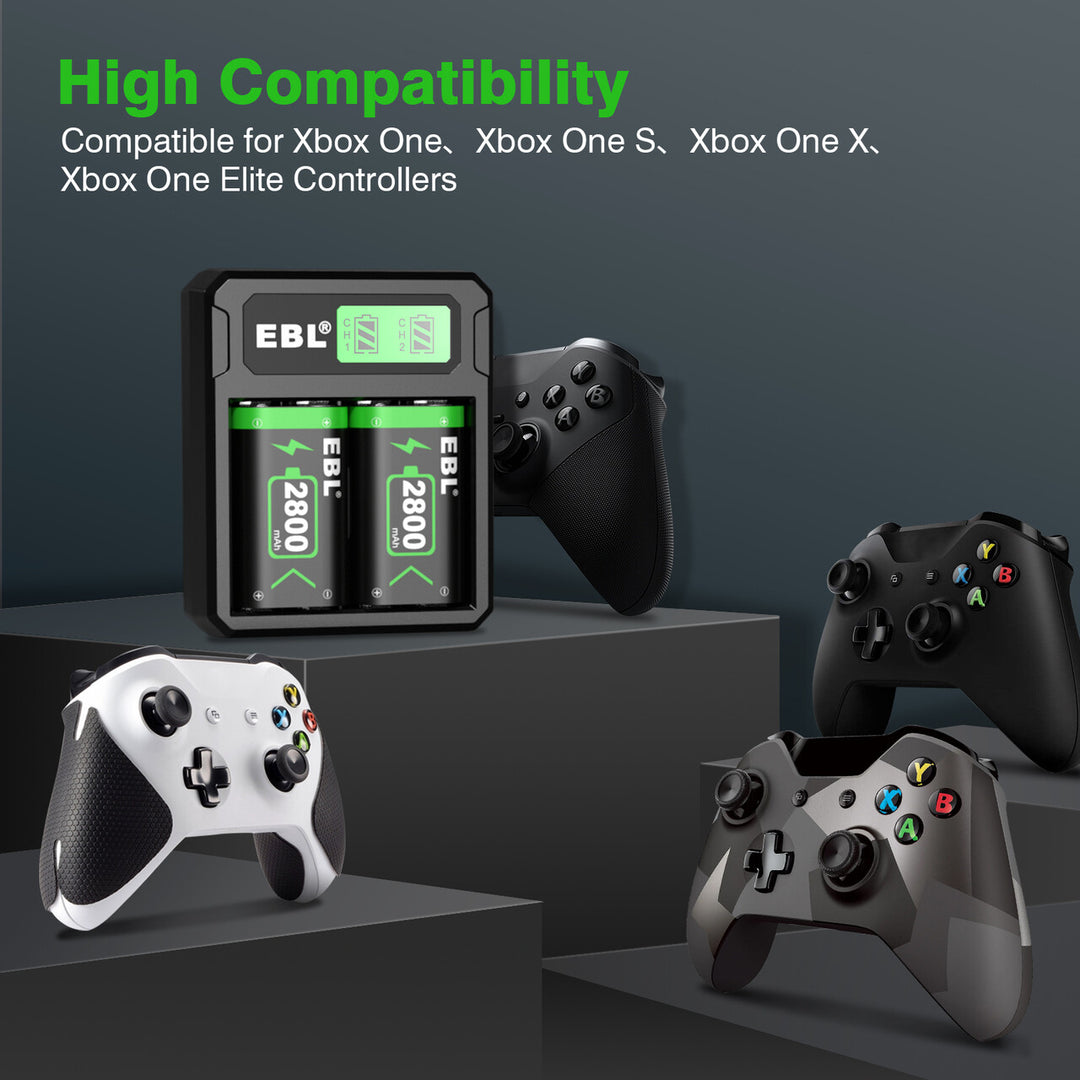 EBL Xbox One Replacement Battery and Controller Charger with LCD Display