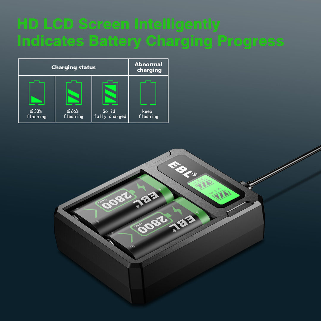 EBL Xbox One Replacement Battery and Controller Charger with LCD Display