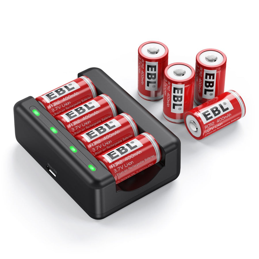 EBL 8 Packs CR2 3.7V Li-ion Rechargeable Batteries with Charger