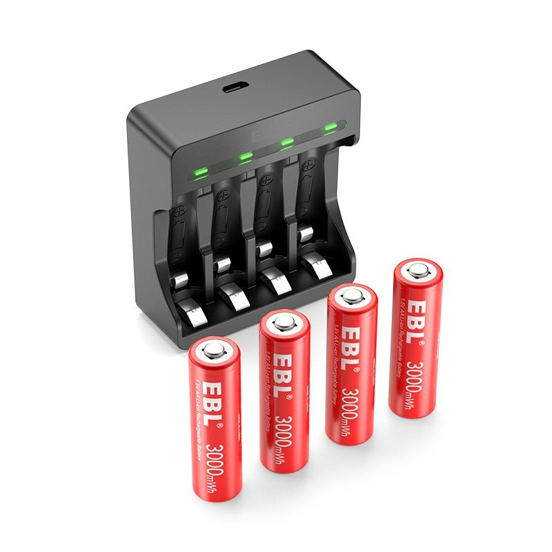 EBL Lithium Battery Charger with 1.5V AA Li-ion Batteries