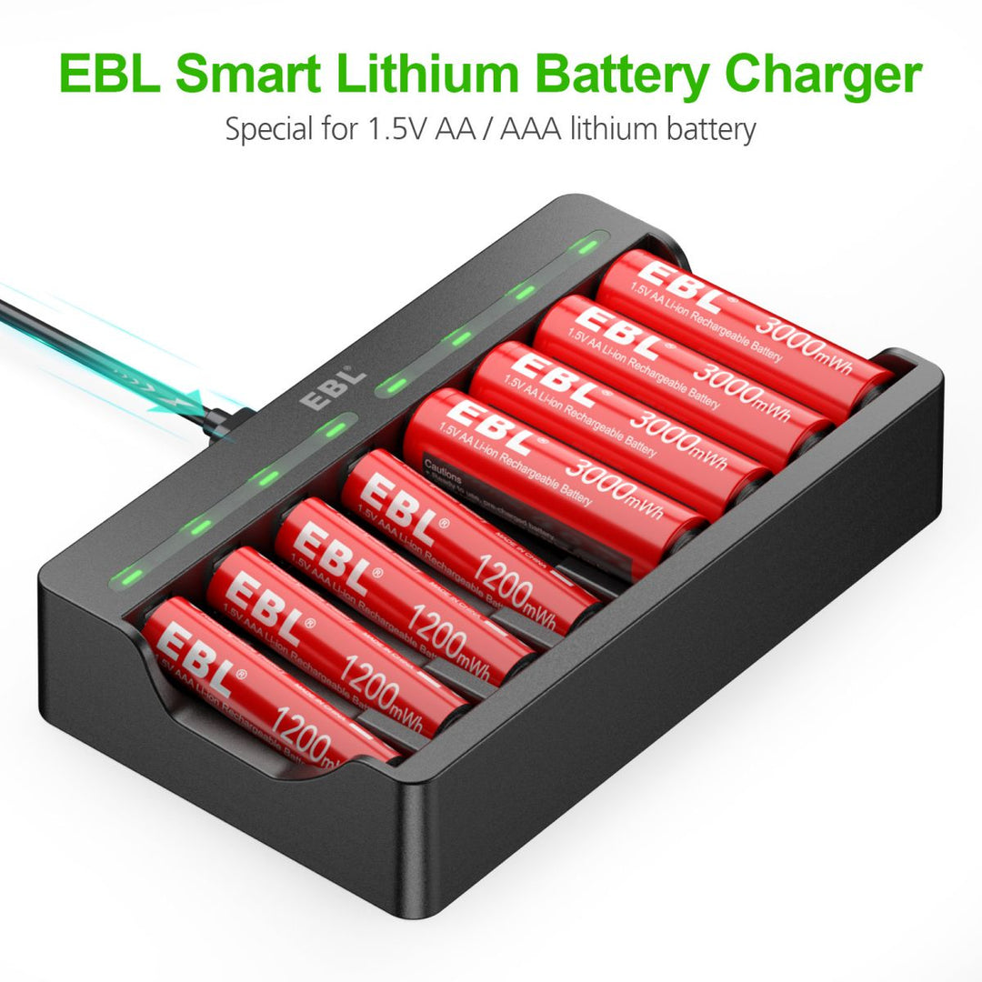 EBL Lithium Battery Charger with 1.5V AA AAA Li-ion Batteries for Sale –  EBLOfficial