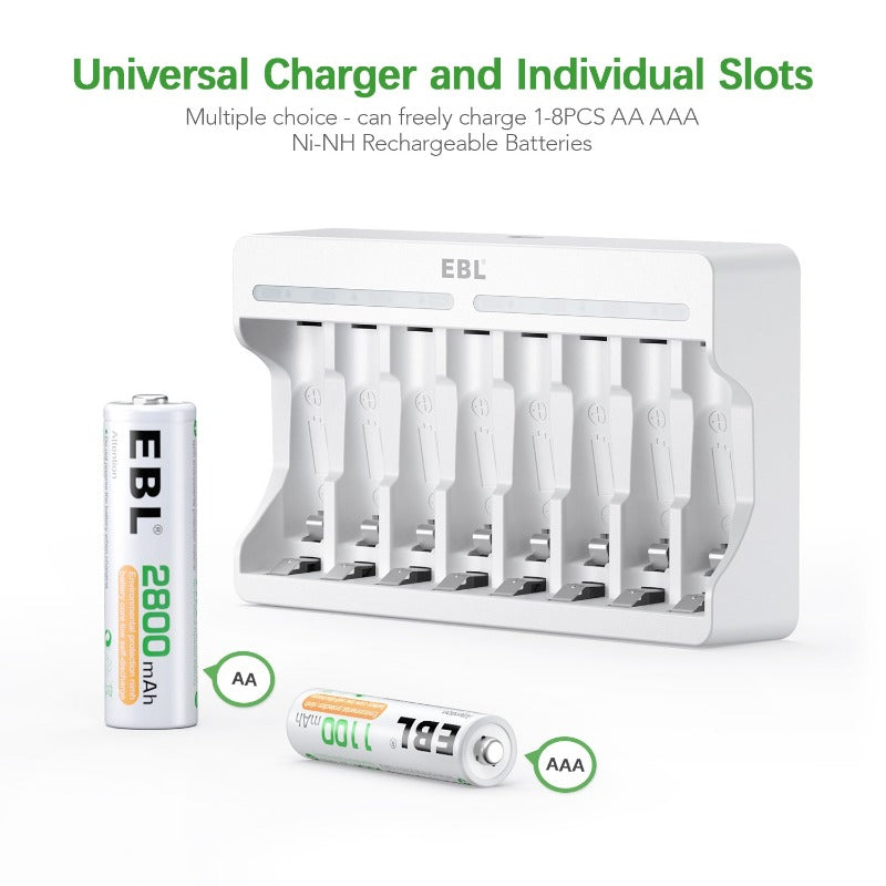 EBL 8 Bay Battery Charger and AA AAA Rechargeable Batteries
