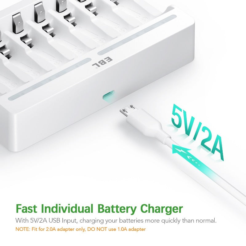 EBL 8 Bay Battery Charger and AA AAA Rechargeable Batteries