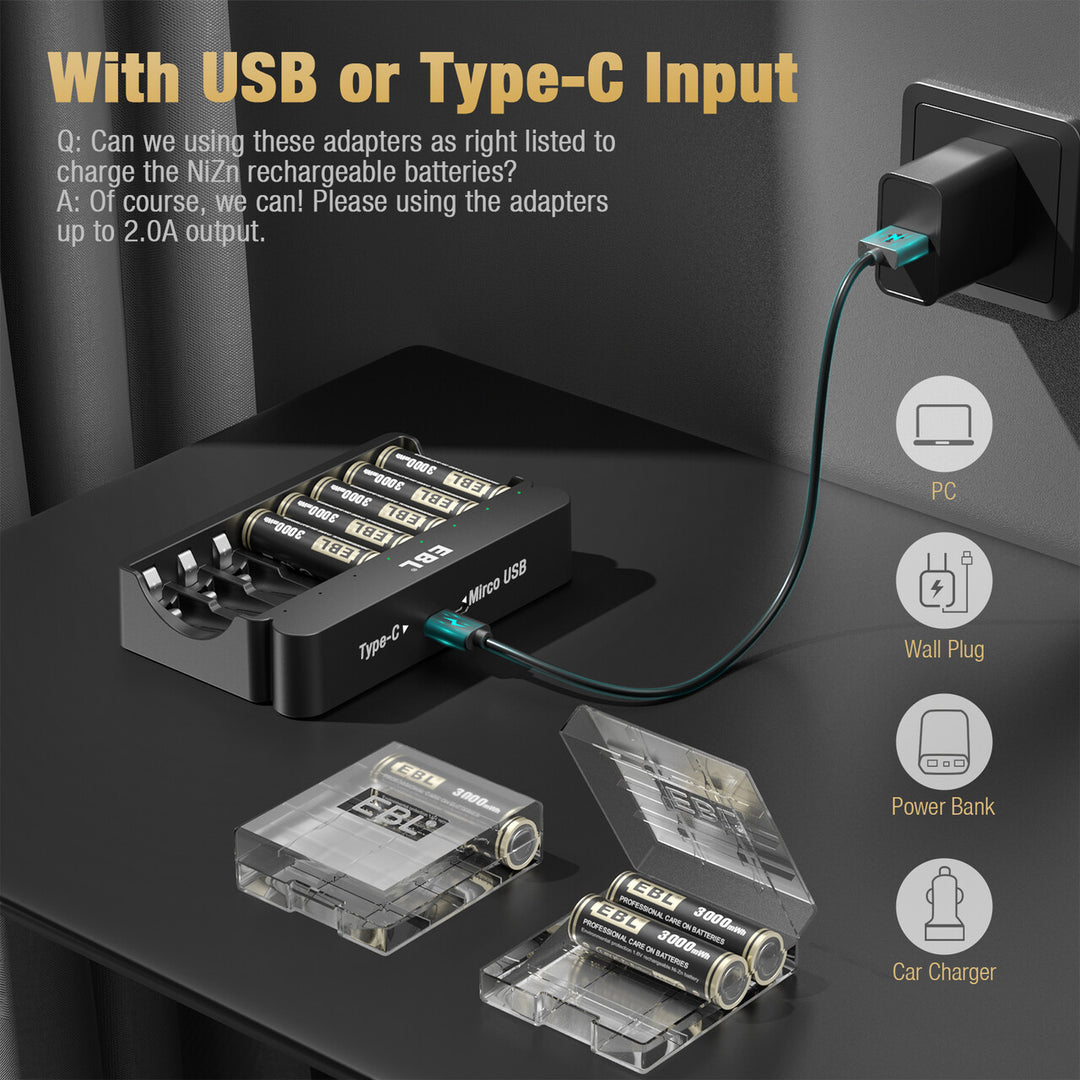 Chargeur de piles et Powerbank - AA & AAA / 10.000 mAh 