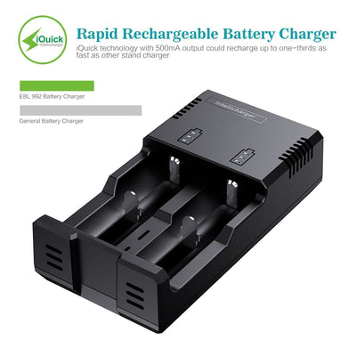 EBL 4Pcs 16340 RCR123A Rechargeable Batteries with 992 Battery Charger