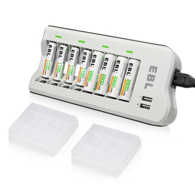 EBL AA 2800mAh and AAA 1100mAh Batteries and Battery Charger
