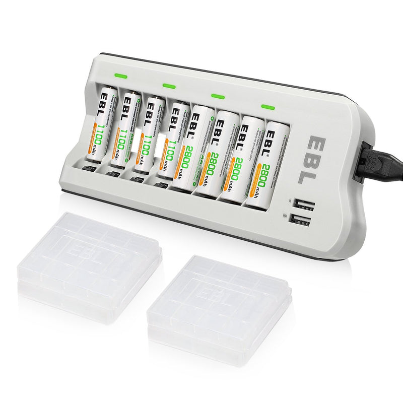 EBL AA 2800mAh and AAA 1100mAh Batteries and Battery Charger