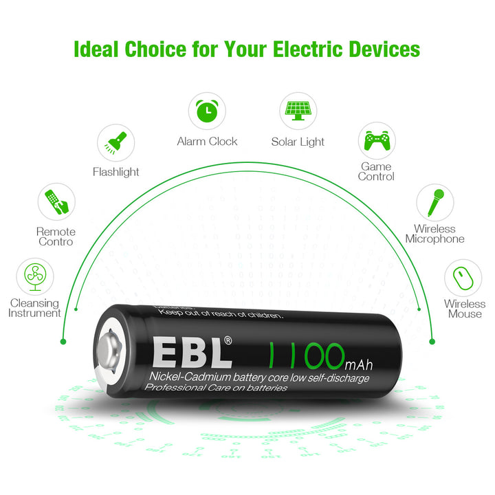 EBL AA Ni-Cd Rechargeable Batteries 1100mAh - EBLOfficial