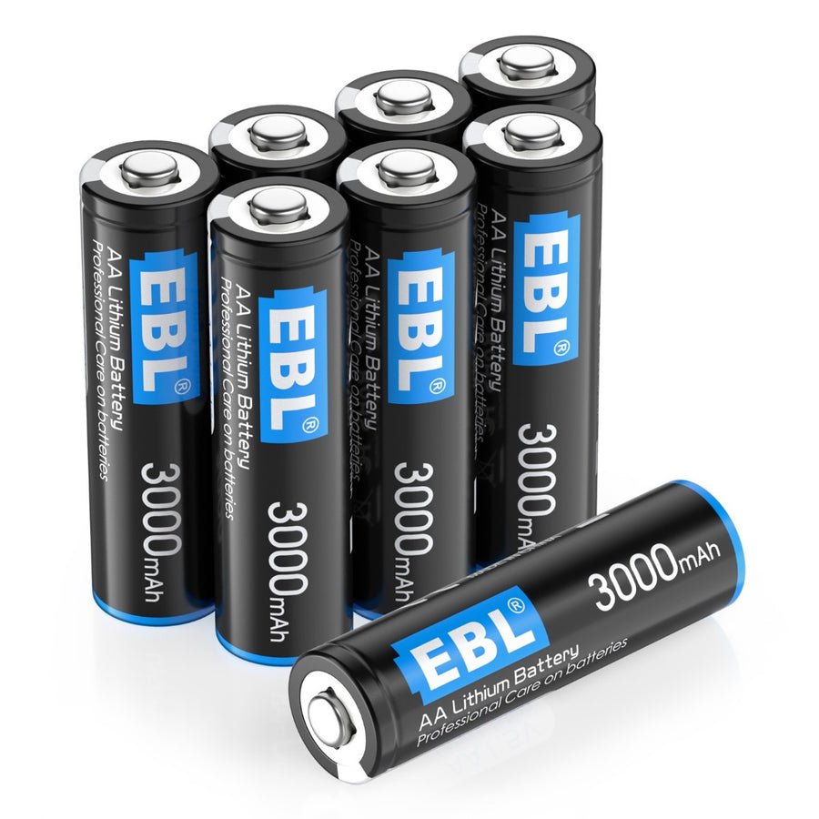 EBL 3000mAh AA Lithium Batteries 1.5V (Non-Rechargeable) - 8 pack