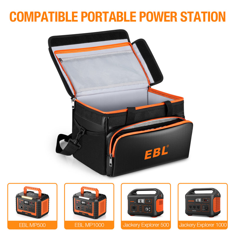 EBL Fireproof and Waterproof Storage Bag Compatible Portable Power Station 330W/500W/1000W and Jackery Explorer240/300/160/500/Anker521 Power Station Charging Accessories and Documents