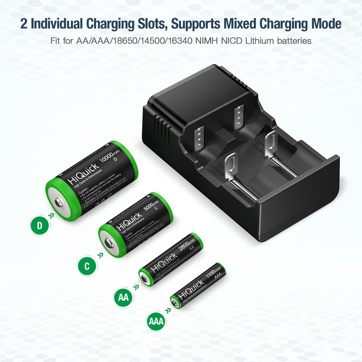 18650 Universal Battery Charger for 3.7V Li-Ion Batteries and AA AAA C D NI-MH NI-CD Batteries