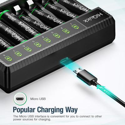 8 Bay AA AAA LED Battery Charger with Fast Charging Function