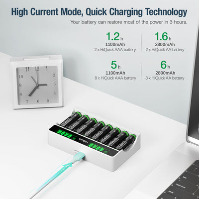 8 Slots LCD Battery Charger for AA & AAA Rechargeable Batteries