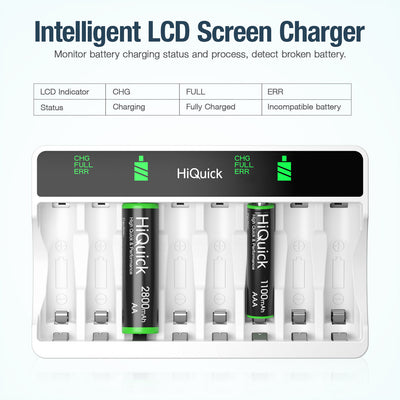 8 Slots LCD Battery Charger for AA & AAA Rechargeable Batteries