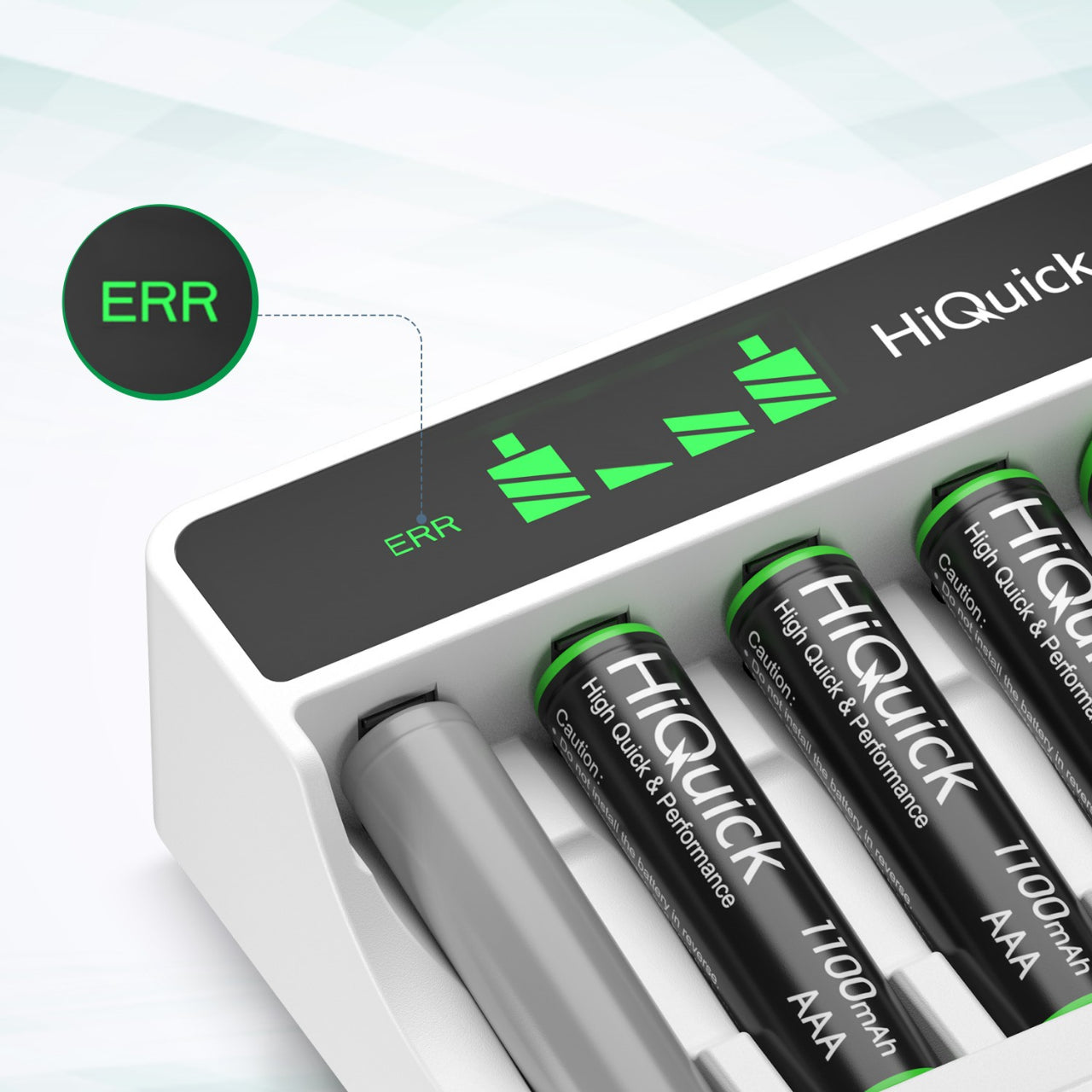 HiQuick Rechargeable AAA AAA Batteries with 8 Slot LCD Charger