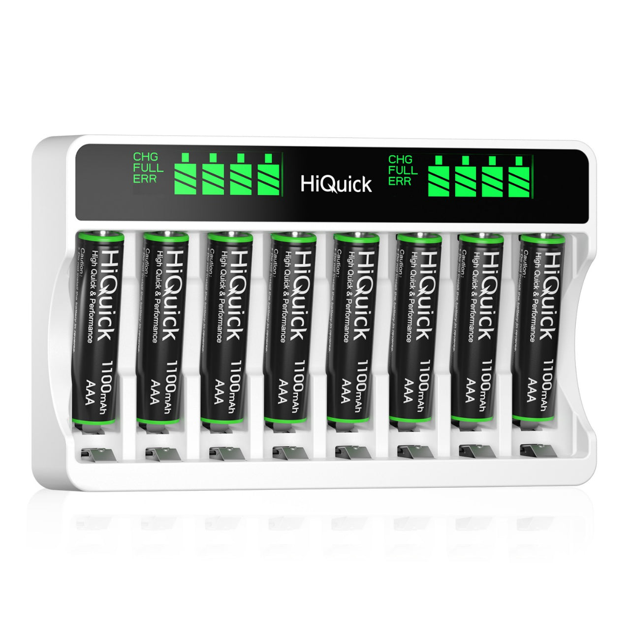 HiQuick Rechargeable AAA AAA Batteries with 8 Slot LCD Charger