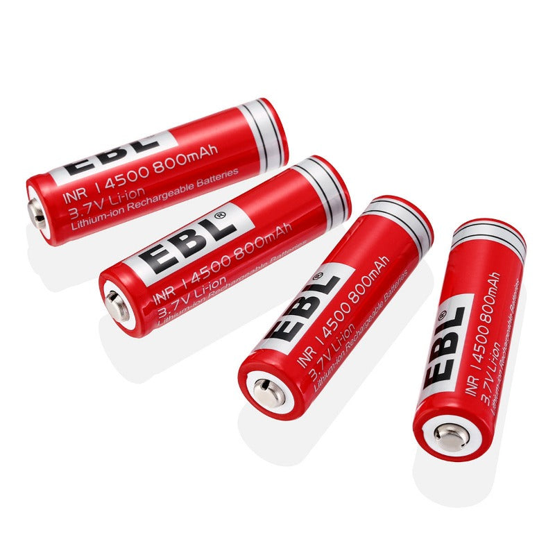 4-Pack of INR 18650 Red Lithium-Ion Rechargeable Batteries - 3.7V 2200mAh