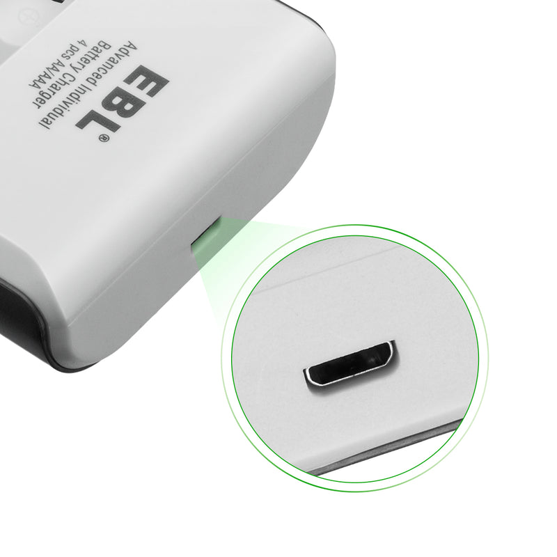 EBL 4 Bay Smart Battery Charger for AA AAA Batteries - EBLOfficial