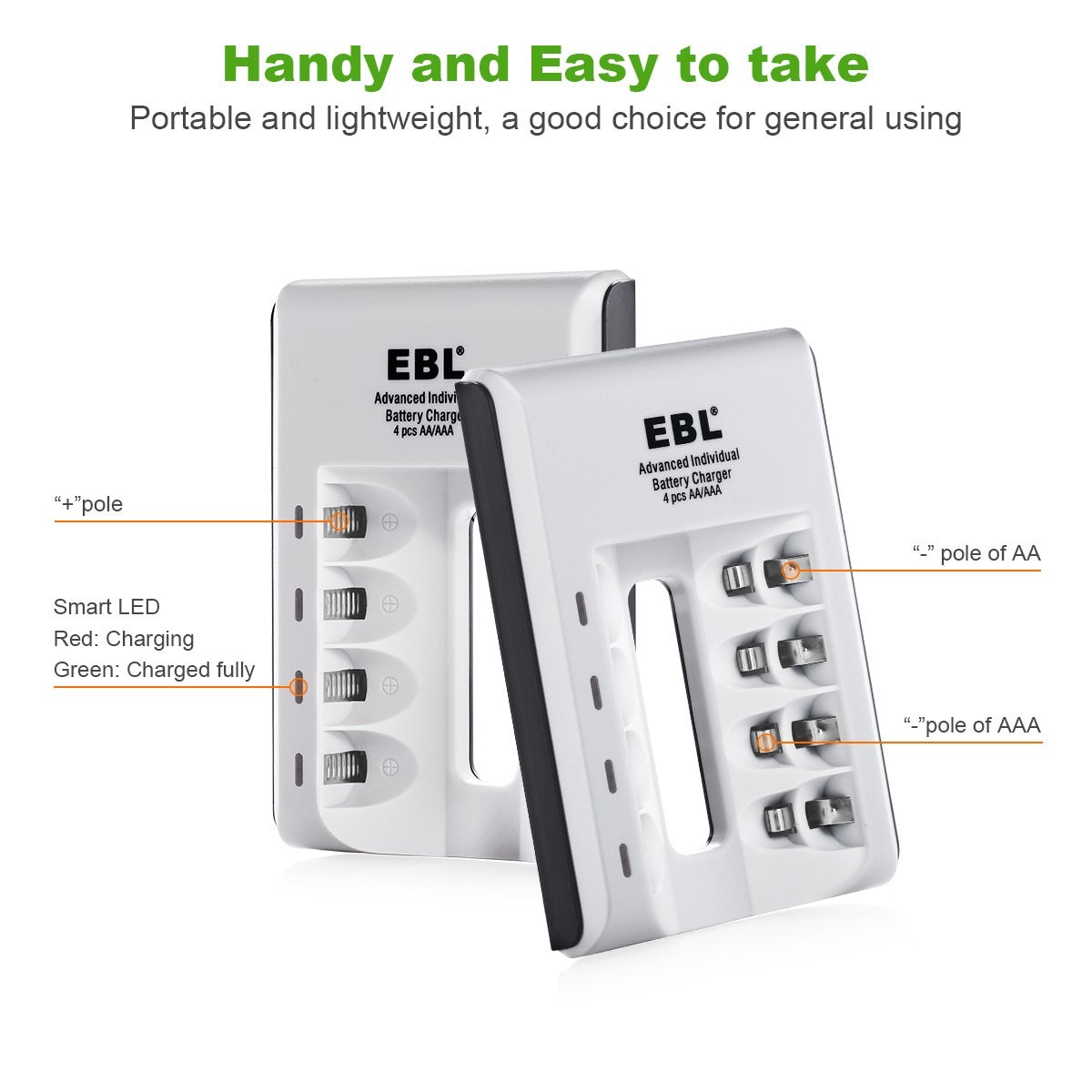 EBL 807 Smart Rechargeable Battery Charger is Handy and Easy to take.