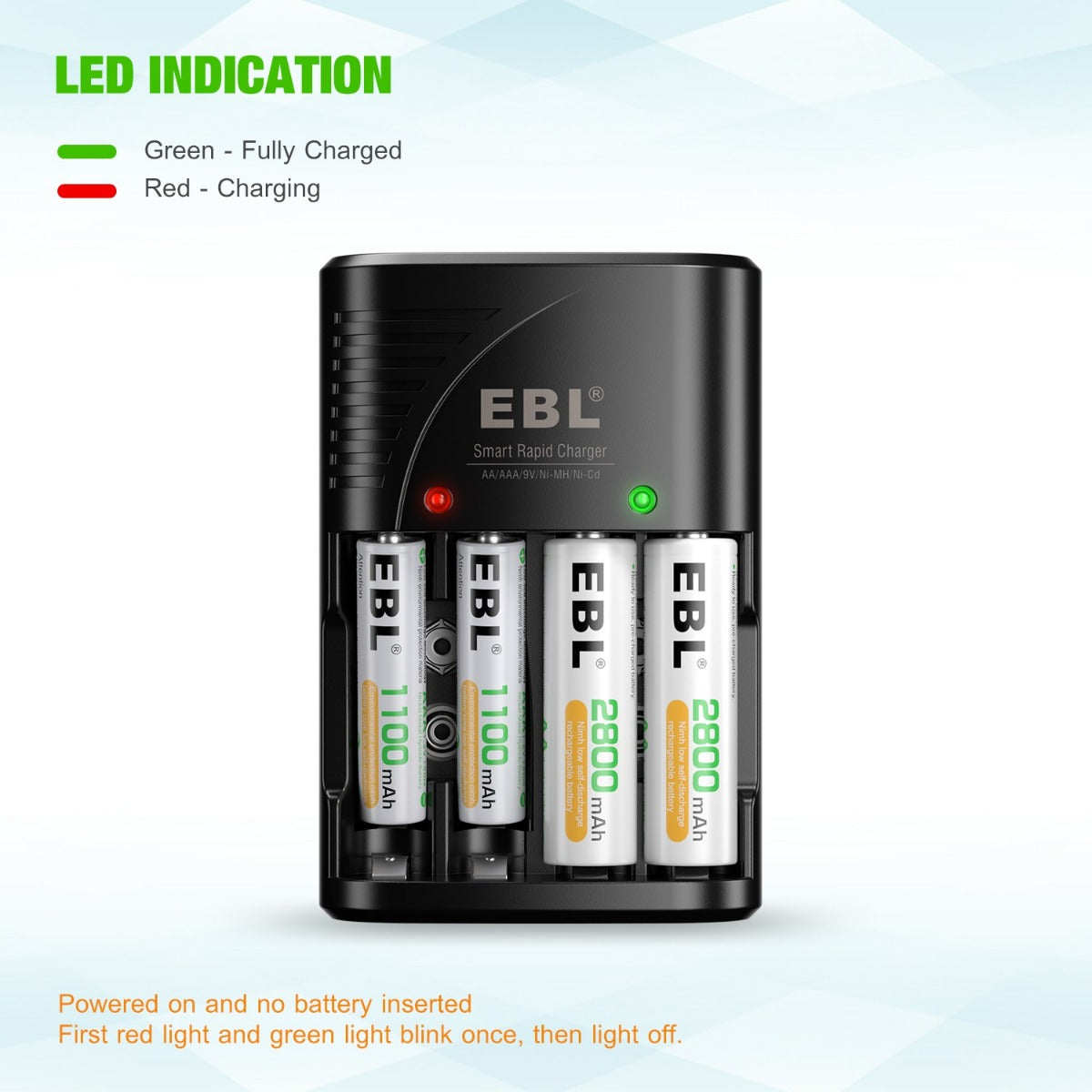 EBL 802 Smart Charger With AA 2800mAh Batteries Kit