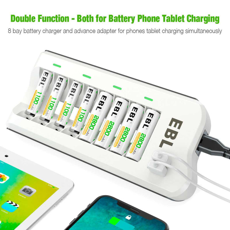 EBL 808U Smart 8 Bay AA AAA Ni-CD Rechargeable Battery Charger