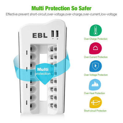 EBL 808U Smart 8 Bay AA AAA Ni-CD Rechargeable Battery Charger