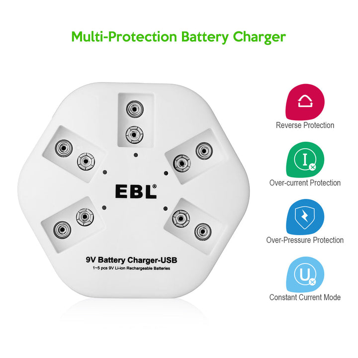 EBL 5 Bay 9V Lithium-ion Battery Charger
