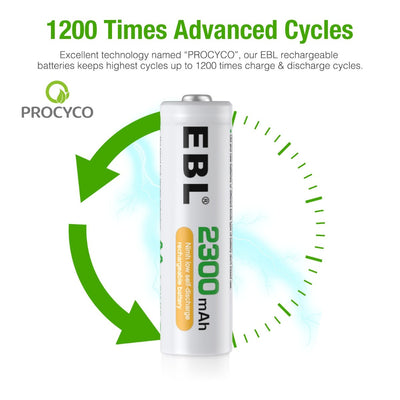 EBL AA Ni-MH Rechargeable Batteries 2300mAh