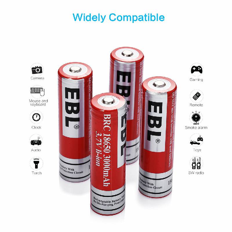 EBL BRC 18650 Rechargeable Battery 3000mAh - Protected Button Top