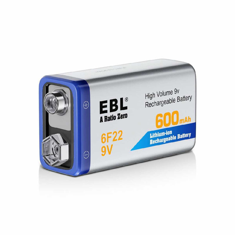 9V 600mAh Li-ion Rechargeable Batteries