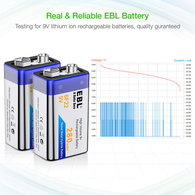 EBL 6F22 9V 280mah Rechargeable Battery - EBLOfficial