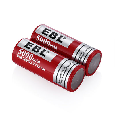 EBL 5000mAH 3.7V INR 26650 Li-ion Rechargeable Batteries - EBLOfficial