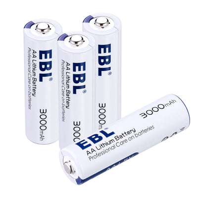 EBL 4 PCS 3000mAh 1.5V AA Lithium Iron Non-Rechargeable Batteries - EBLOfficial