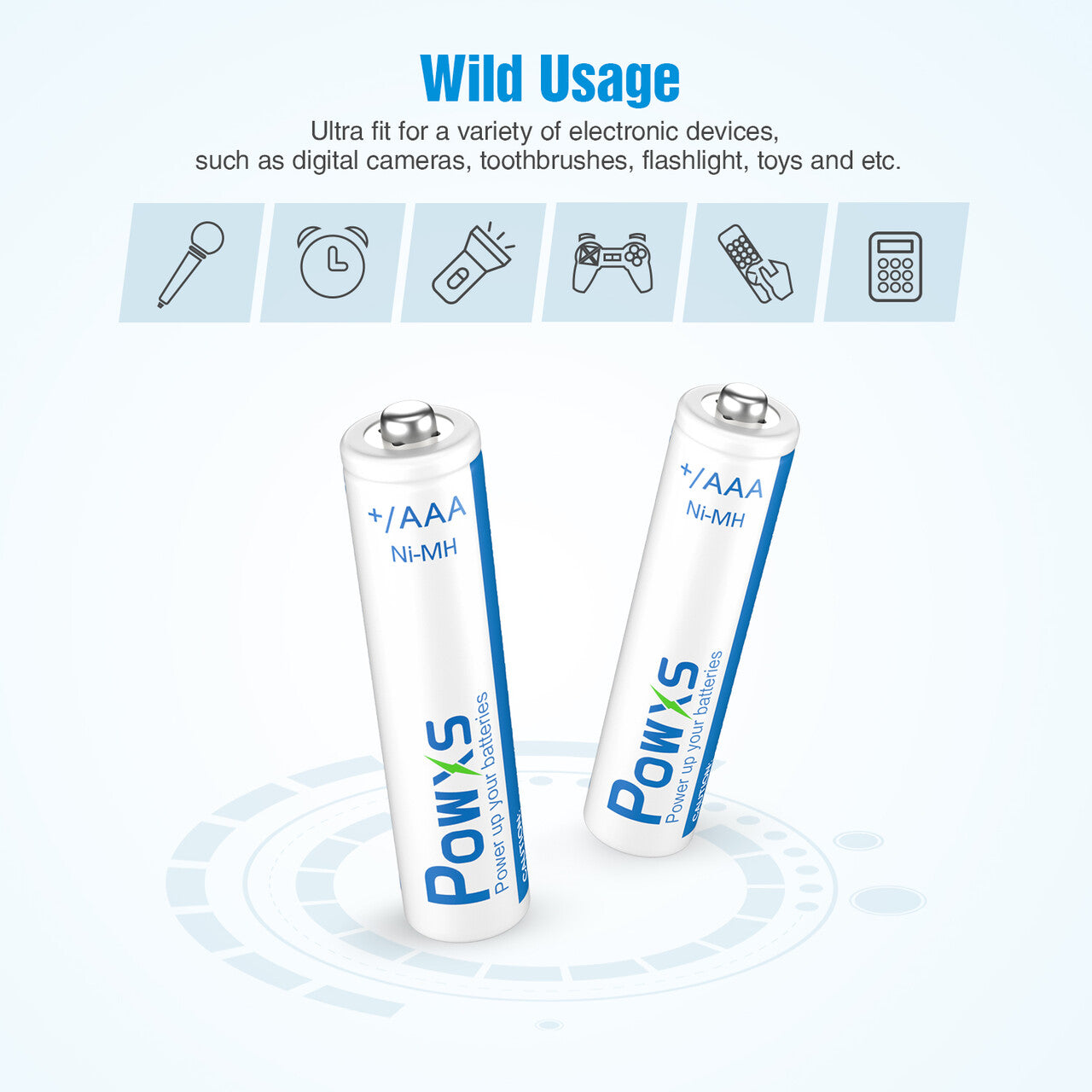 POWXS Ni-MH Triple A Rechargeable Batteries