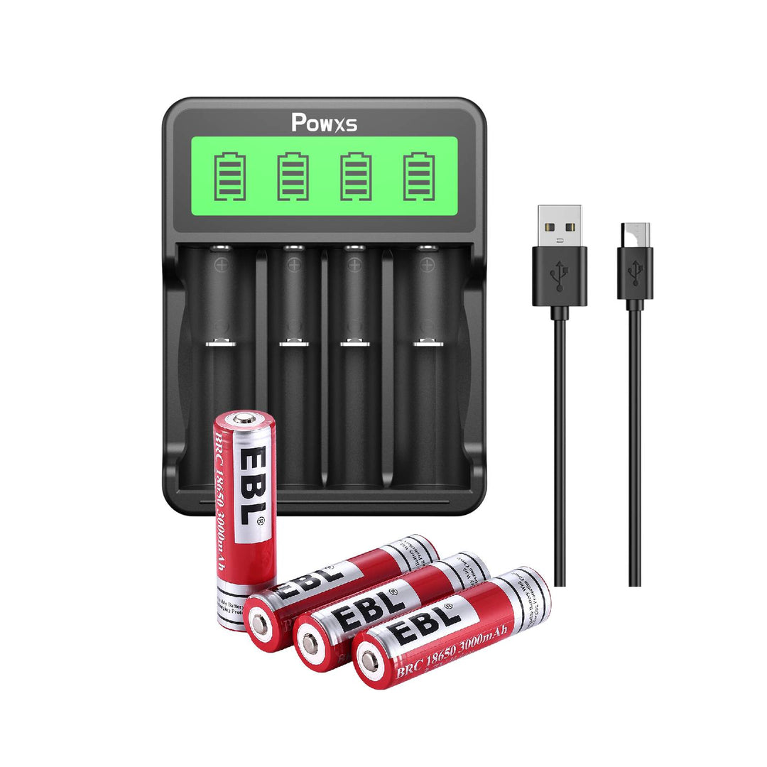 4 Slot 3.7V Li-ion Universal Battery Charger and 18650 Li-ion Batteries Combo