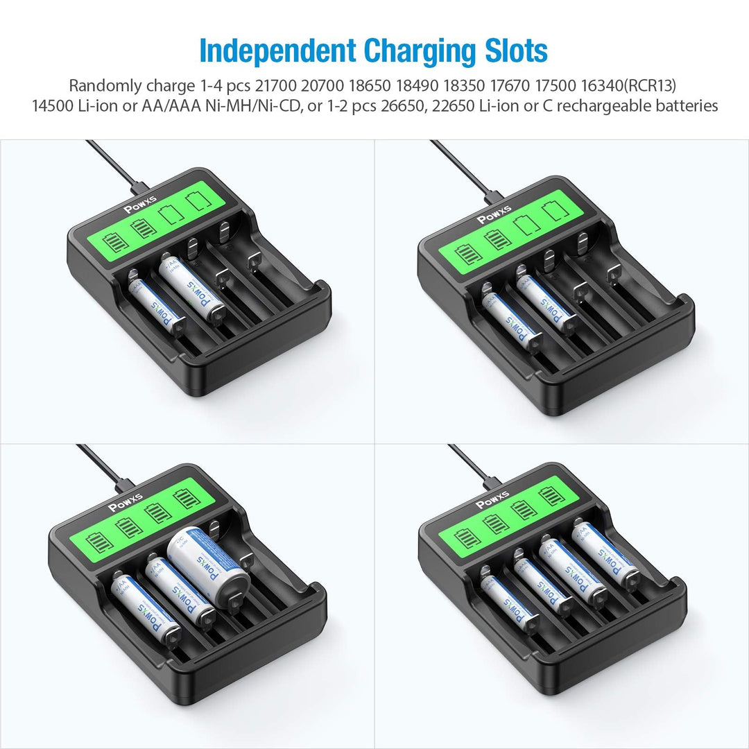  18650 Battery Charger,Single-Slot Intelligent Battery Charger  for 3.7V Li-ion 18650,26650,21700,18500,18350,16650 Rechargeable Battery  (not Including Battery : Electronics