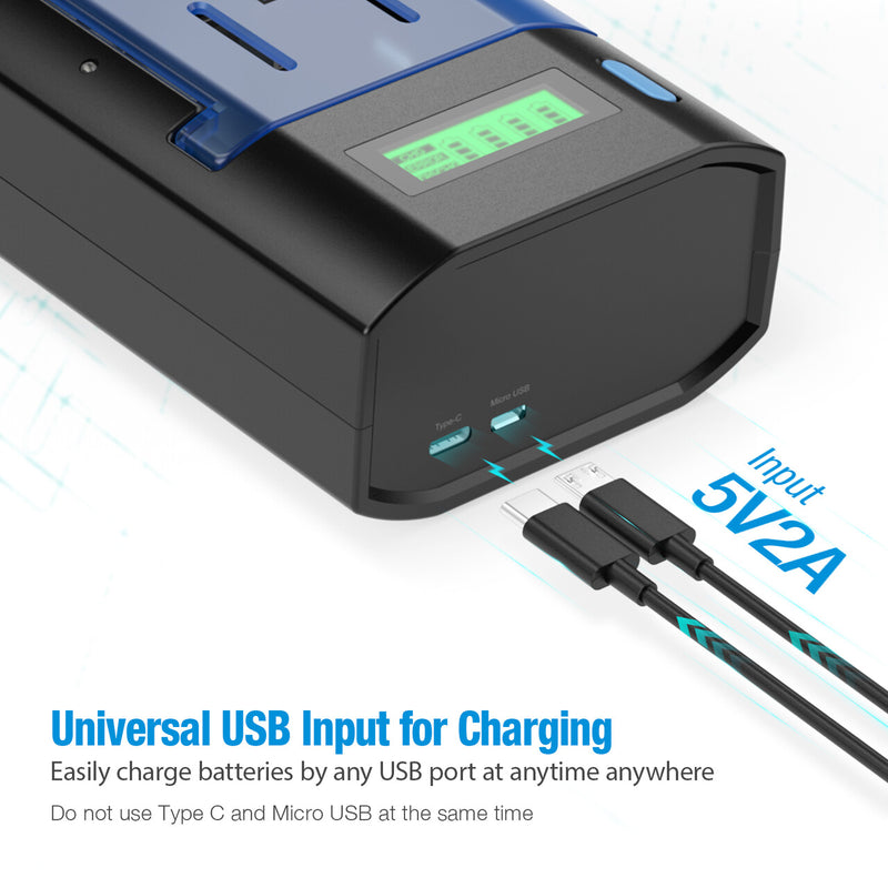 Smart LCD Universal Battery Charger for C D AA AAA 9V Batteries
