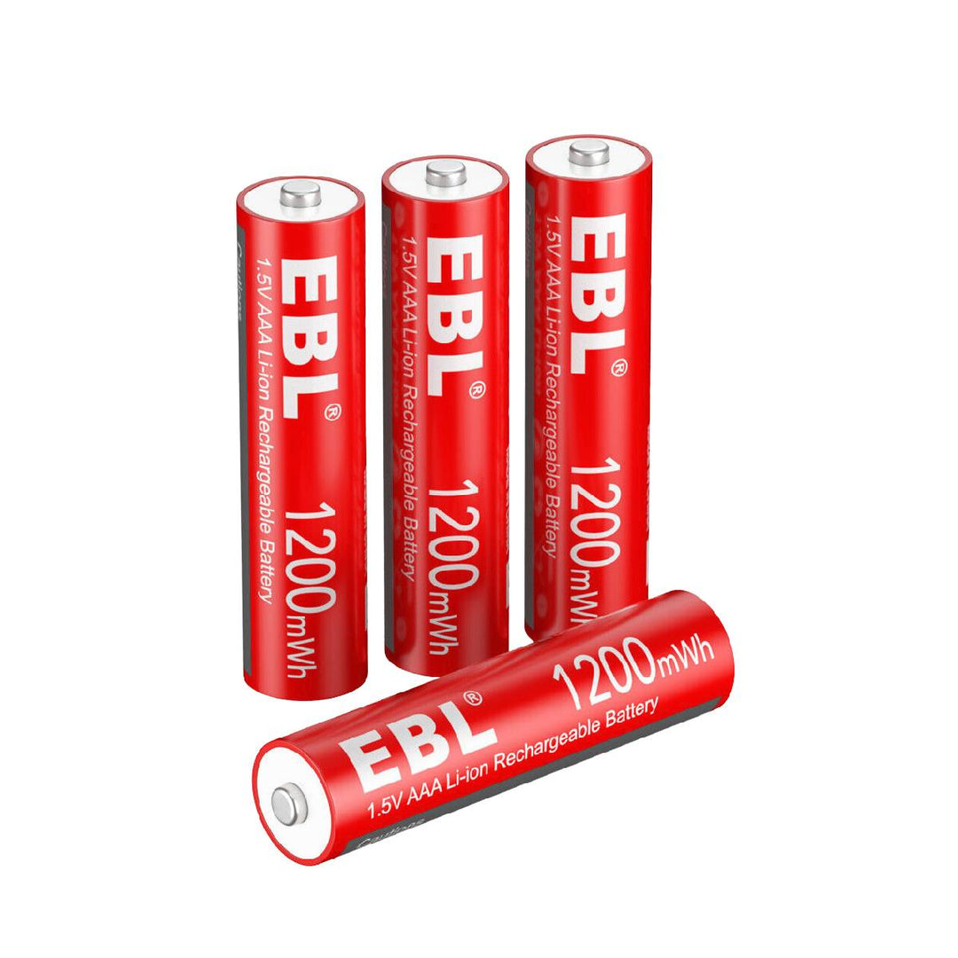 EBL Rechargeable AAA Batteries 1200mWh 1.5V Lithium-Ion Battery, 8-Pack