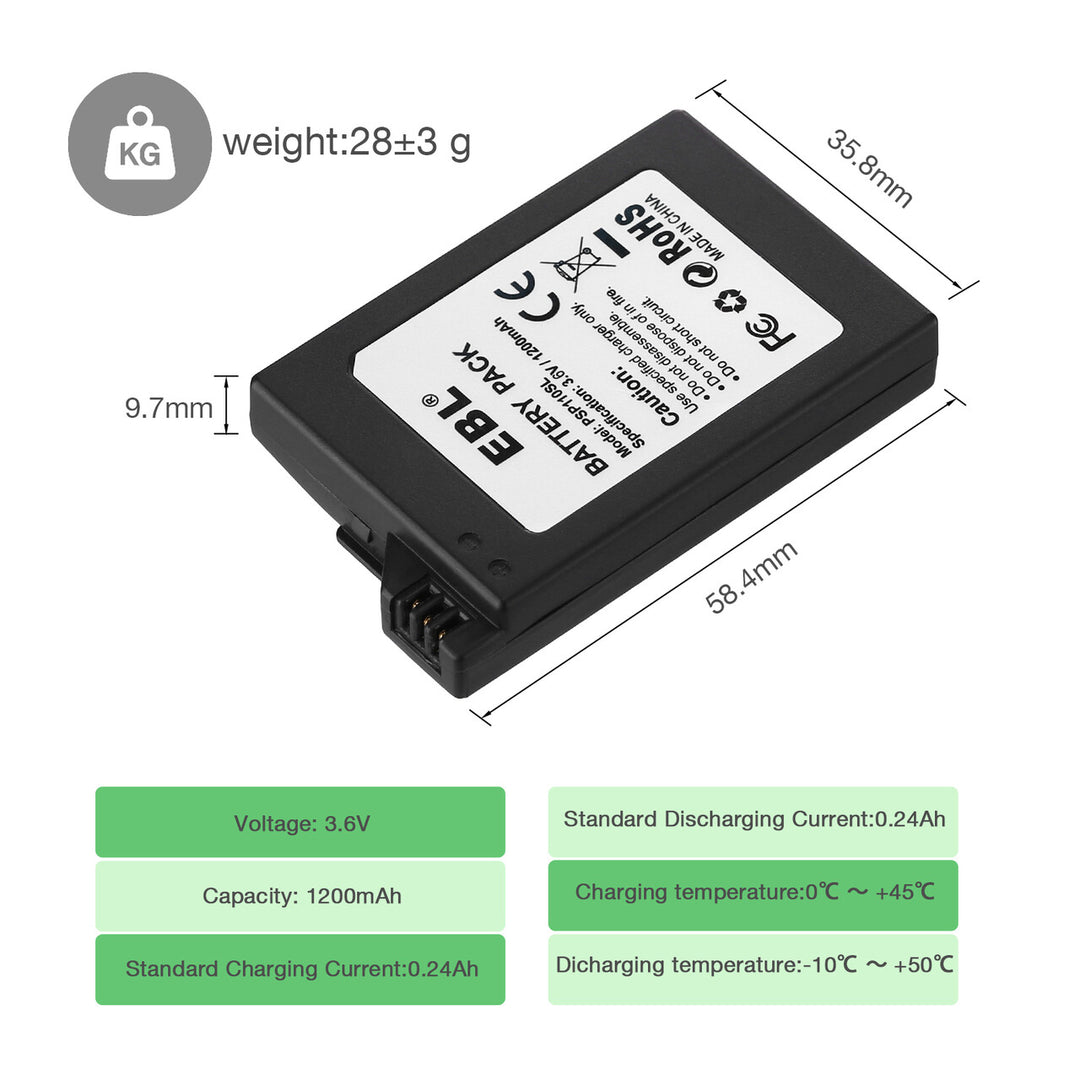 EBL Rechargeable Batteries for Sony PSP 2000/3000 PSP-S110 Console - EBLOfficial